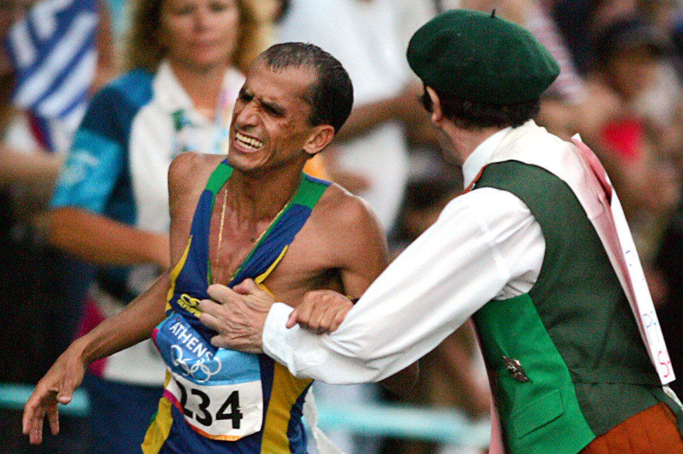 At the 2004 Olympic Games in Athens, runner Vanderlei Lima of Brazil was well on his way to gold in the men’s marathon final. Then suddenly, after running for two hours straight, a deranged Irishman named Cornelius Horan broke past the guardrail and attacked Lima, pushing him to the side of the road and shattering his chances of winning gold. Vanderlei Lima continued onward and finished in third place to win bronze. The man that won gold said to Lima "This is yours." but Lima said this wasn't his fault and he kept bronze.