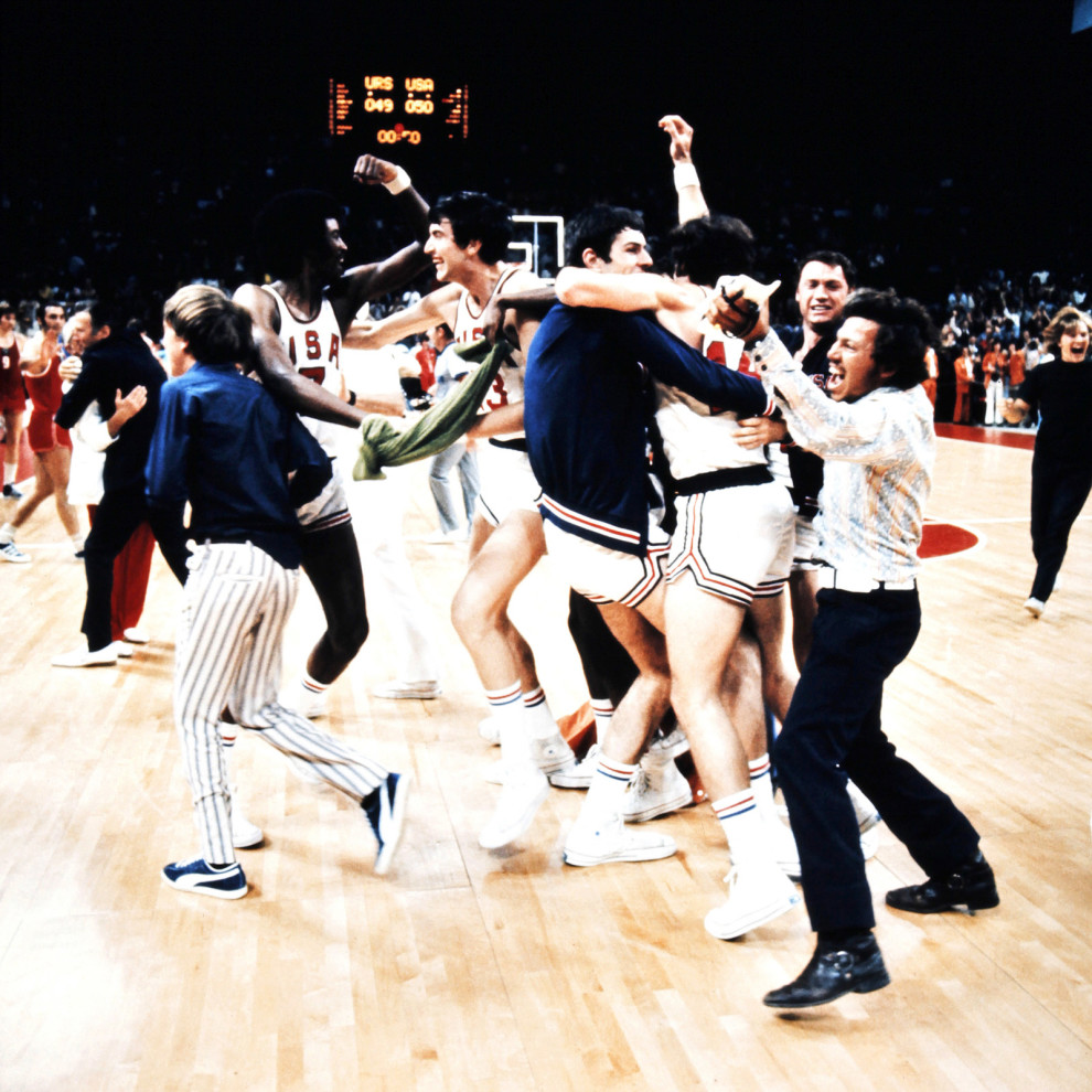 The US basketball team was overjoyed when they claimed 50-49 victory over the Soviet Union in the final game of the 1972 Olympic basketball tournament in Munich. But due to a technicality, officials reset the clock to give the Soviets another chance for a basket — a shot that pushed the score to 51-50 in favor of Soviet Union. The USA team protested the decision by declining to attend the medal ceremony.