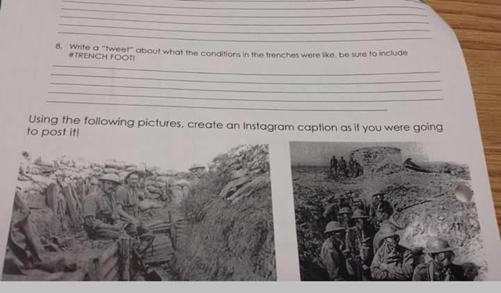 trench foot tweet - 8. Write a "tweet about what the conditions in the trenches were , be sure to Footi Using the ing pictures, create an Instagram caption as if you were going to post it!