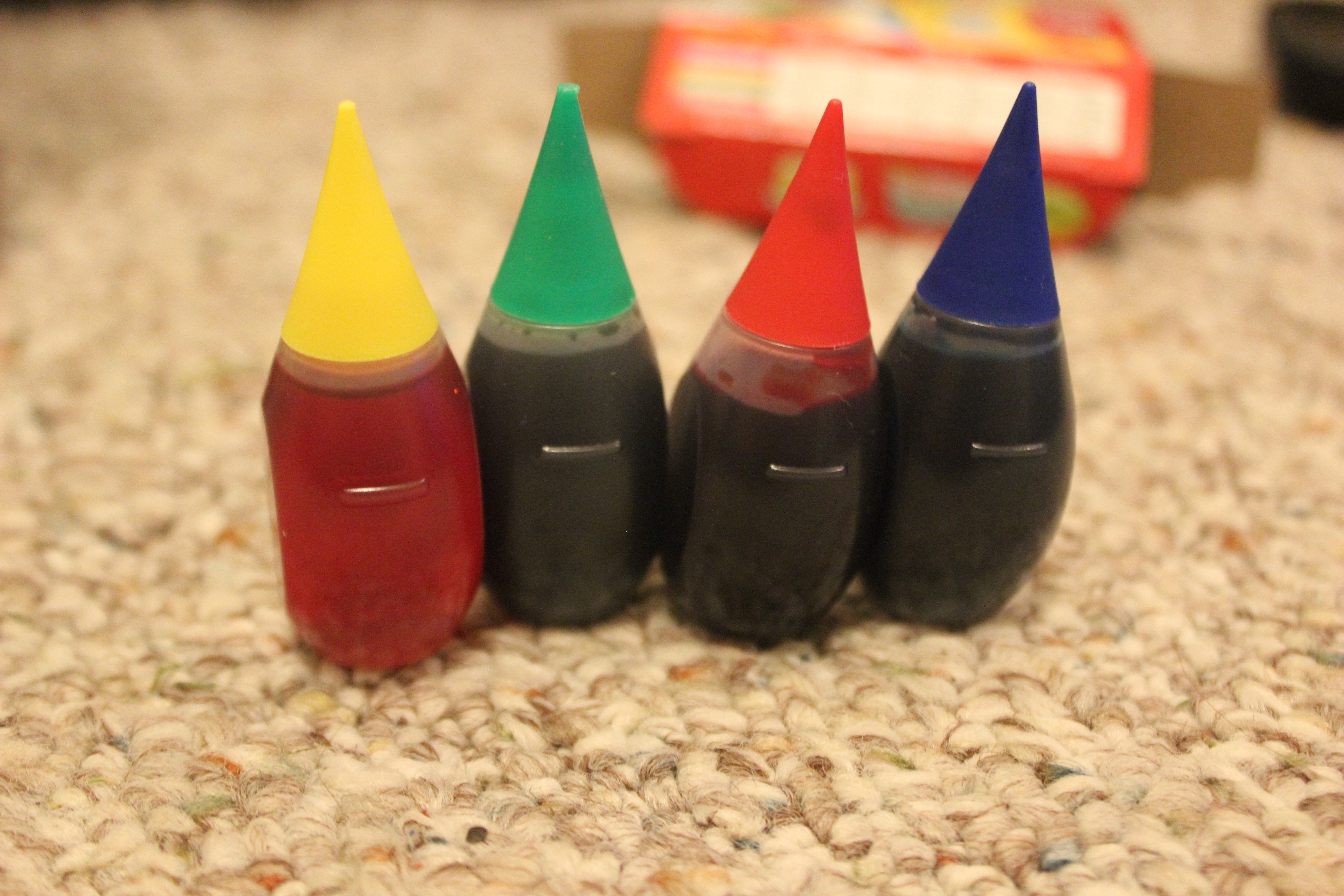 Filled with these guys- regular food coloring for cake frosting.