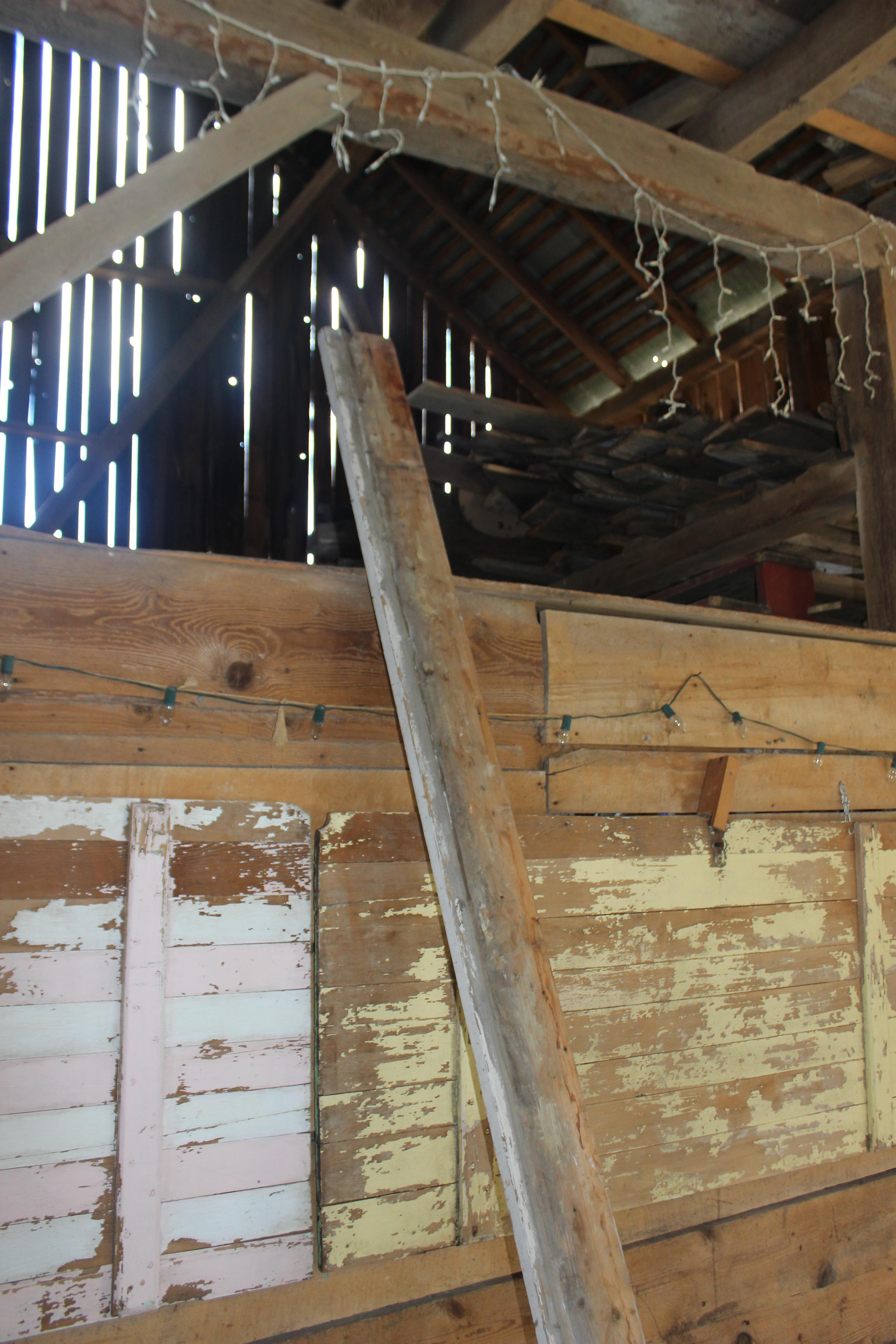 "Next step was to make a board for the bottles to set on. Found this one in the loft of the barn that we've cleaned up. We put carpeting down and host birthday parties, baby showers, and graduations in there. Since this project it too big for any wall in my house, it's finding its home in the barn, as well."