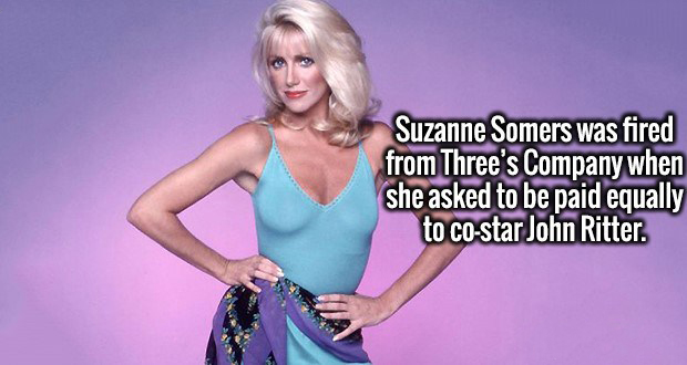 three company suzanne somers - Suzanne Somers was fired from Three's Company when she asked to be paid equally to costar John Ritter.