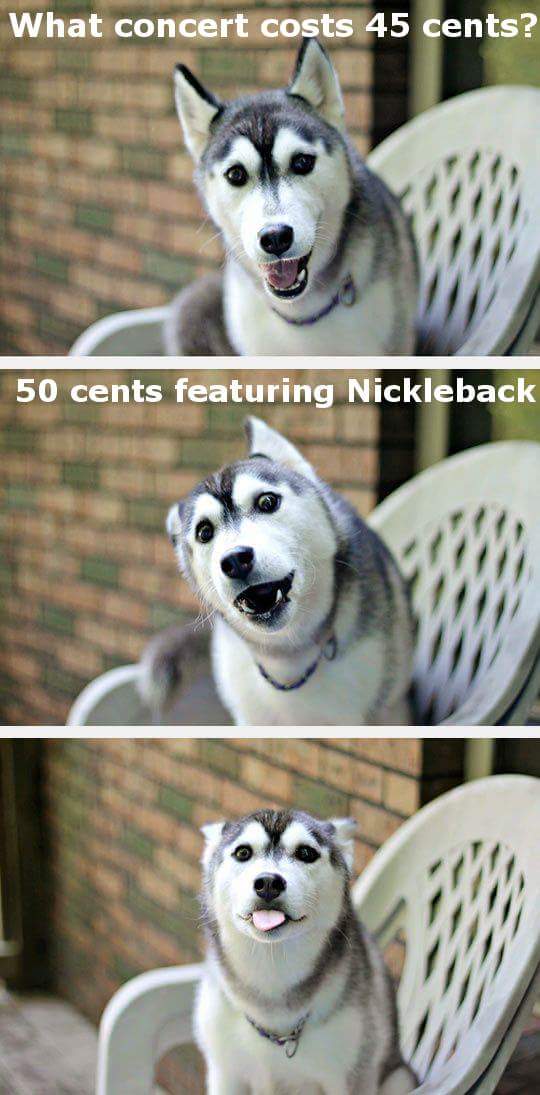 funny husky - What concert costs 45 cents? 50 cents featuring Nickleback