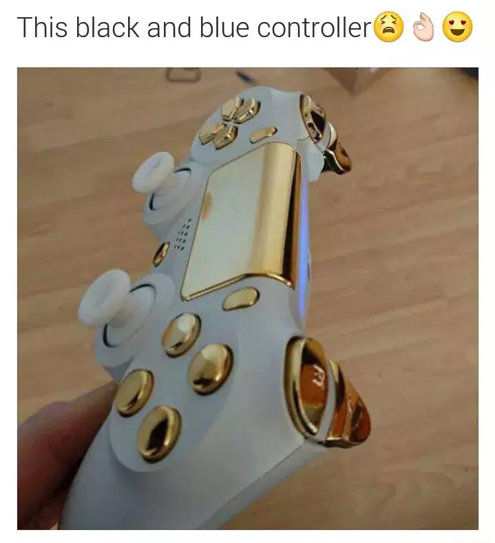 white and gold controller ps4 - This black and blue controller