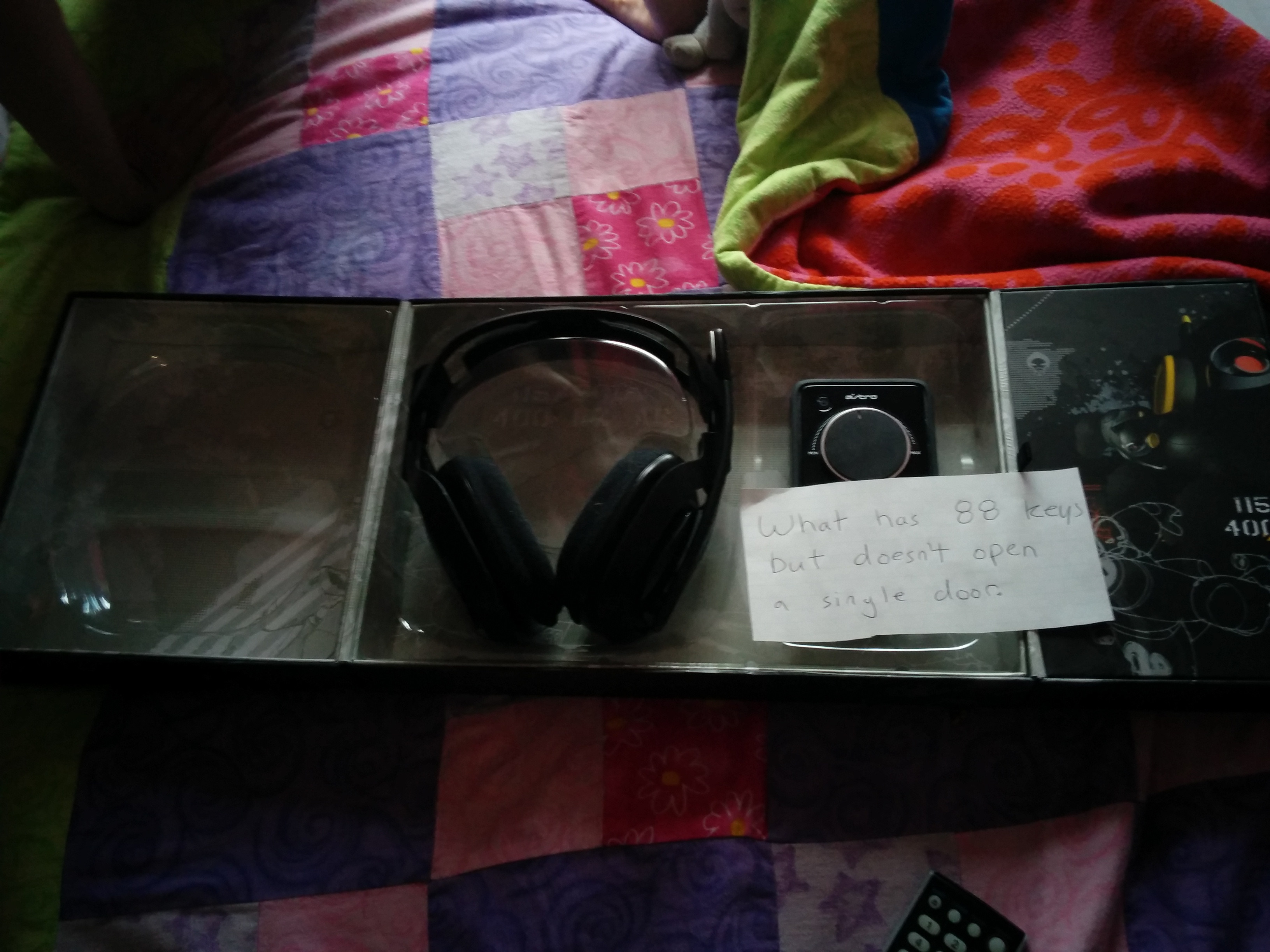 Present 2: Astro A40 Gaming Headset. No more laptop room mic. Clue 2.