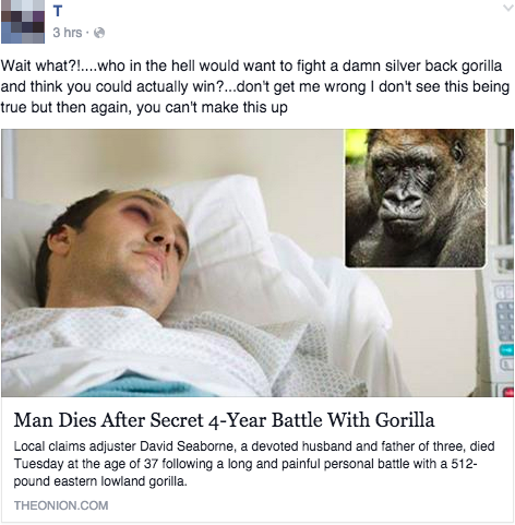 Unbelievable Cases Of People Falling For Satirical Articles