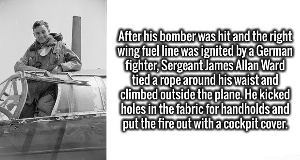 portada the clinic - After his bomber was hit and the right wing fuel line was ignited by a German fighter, Sergeant James Allan Ward tied a rope around his waist and climbed outside the plane. He kicked holes in the fabric for handholds and put the fire 