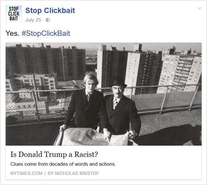 StopClickBait Is Deemed To Rid The Net Of Click Baits.