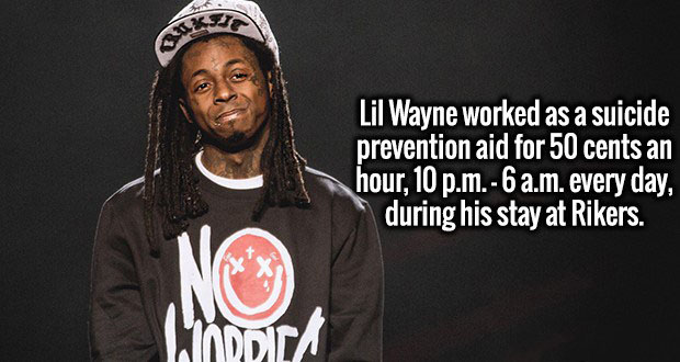 t shirt - Lil Wayne worked as a suicide prevention aid for 50 cents an hour, 10 p.m.6 a.m. every day, during his stay at Rikers. Drt