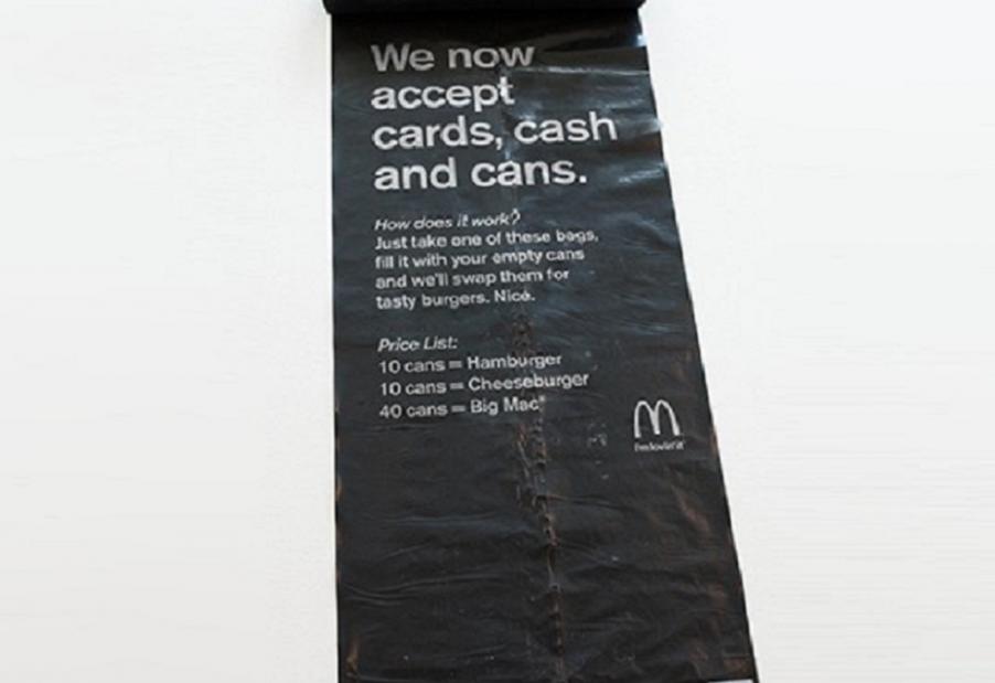 Someone realized that you "pay with junk for junk-food"  and McDonald's Sweden is associated with trash and over drinking. Not good, isn't it?