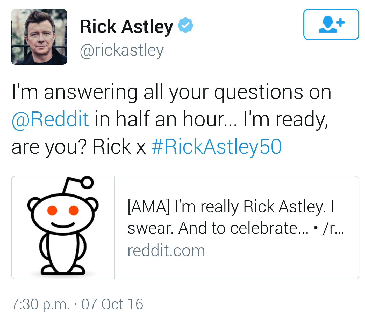 Rick Astley AMA Goes Awry