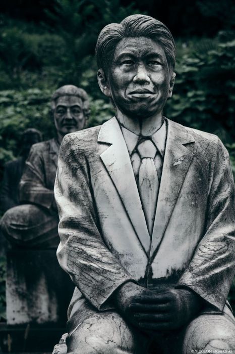 He made a park with about 800 statues showing happy people.