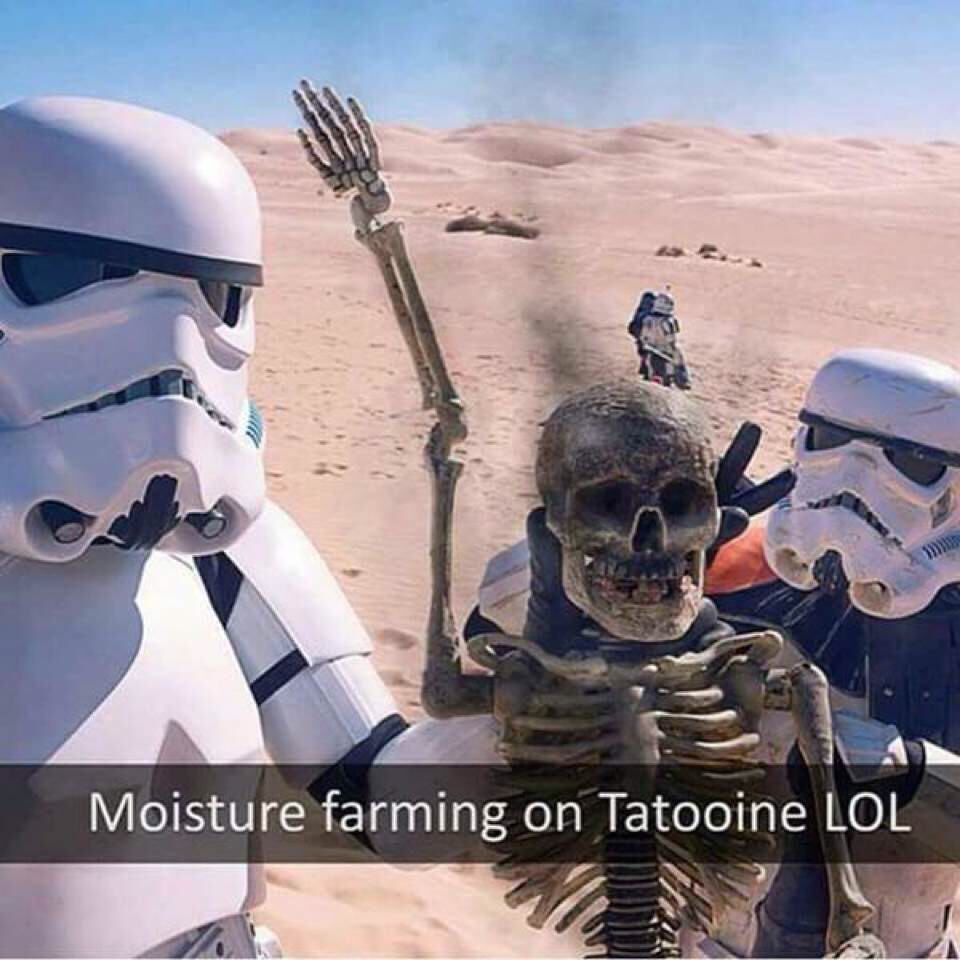 storm trooper selfie - Moisture farming on Tatooine Lol