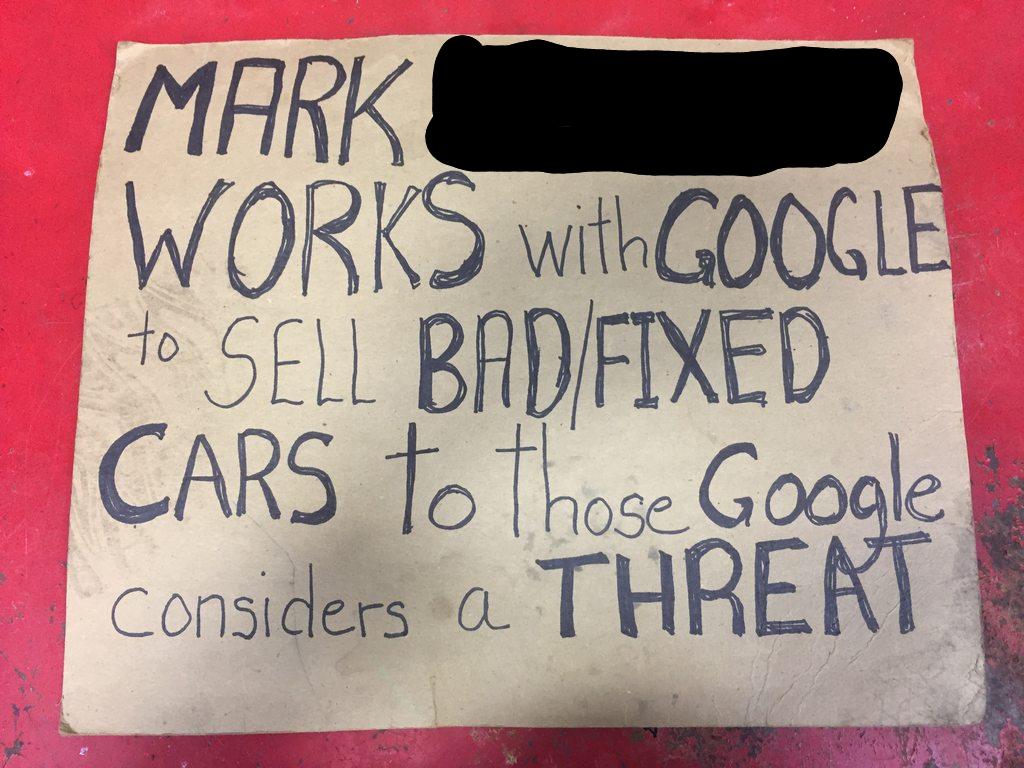 The owner apparently thought google had it in for them...