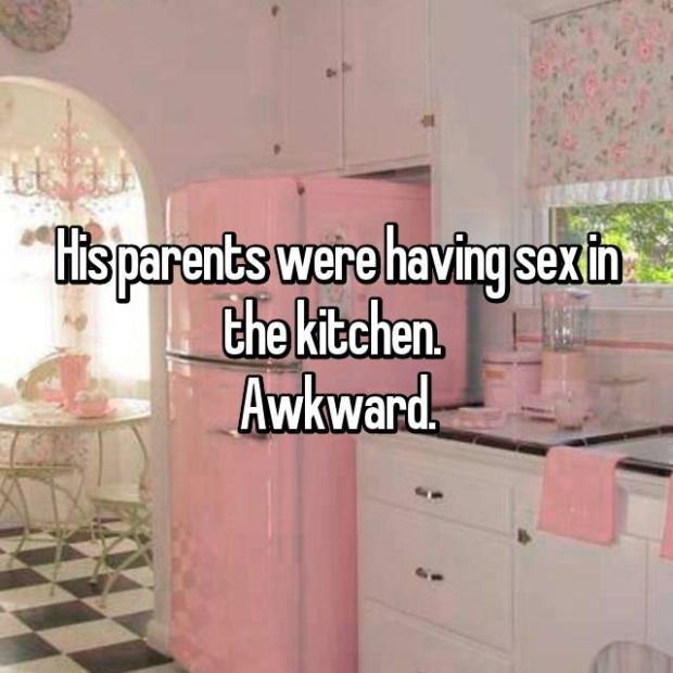whisper - pink kitchen - "His parents were having sexin the kitchen. Awkward.