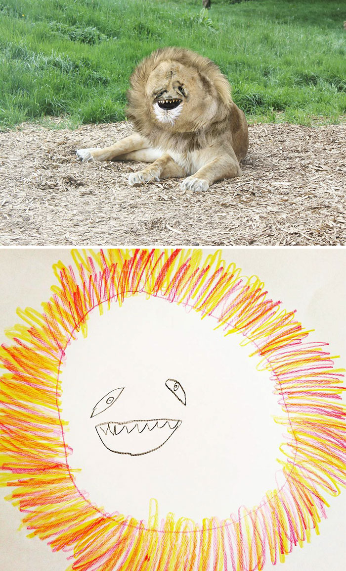 dad photoshops sons drawings