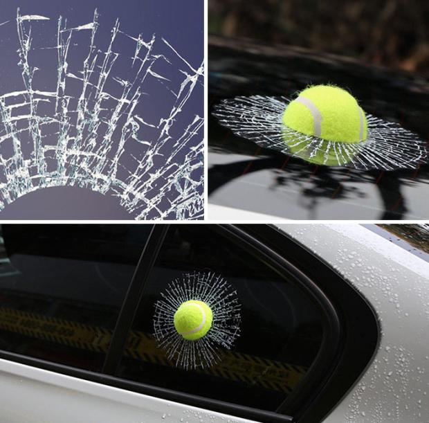 3d broken window car stickers