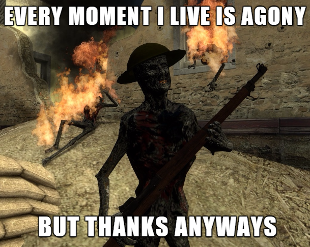 funny gaming memes - battlefield 1 funny memes - Every Moment I Live Is Agony But Thanks Anyways