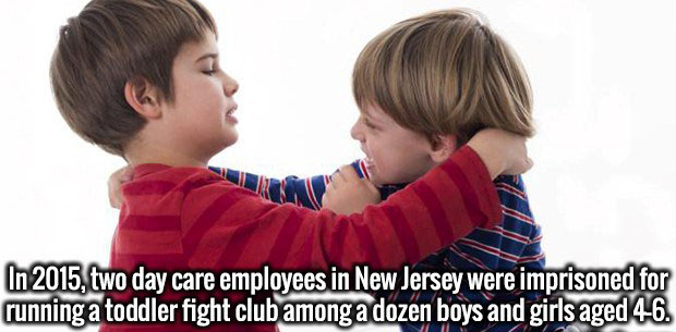 two brothers fighting - In 2015, two day care employees in New Jersey were imprisoned for running a toddler fight club among a dozen boys and girls aged 46.
