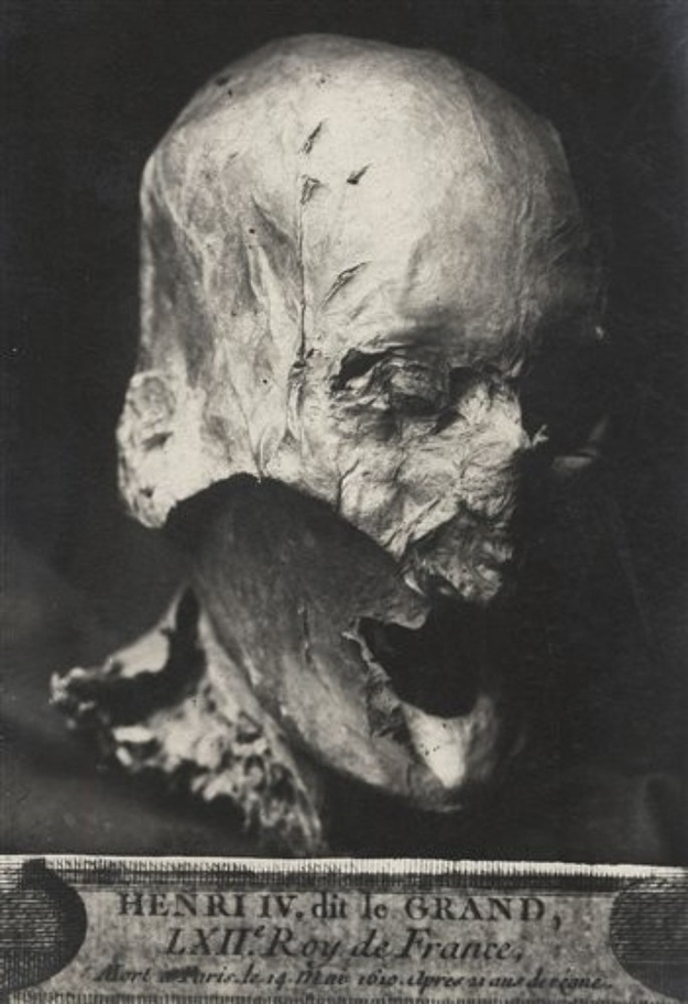 What is believed to be the head of former French King Henry IV, 1930s.