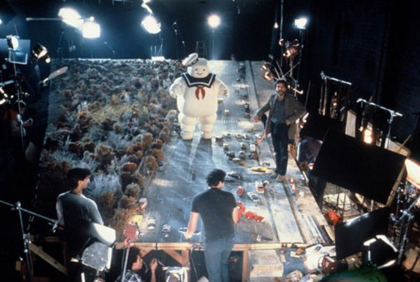 Filming of the Stay Puff Marshmallow Man scene in Ghostbusters, 1984. The real  Ghostbusters, which according to the "Female Ghostbusters" never happened.