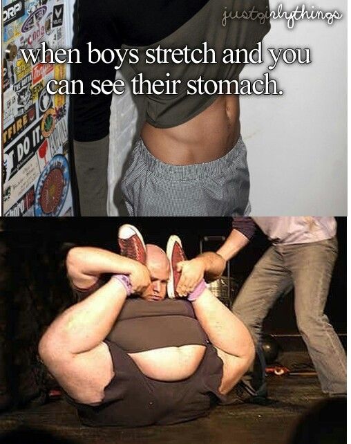fat guy with legs behind head - justoislythings when boys stretch and you can see their stomach.