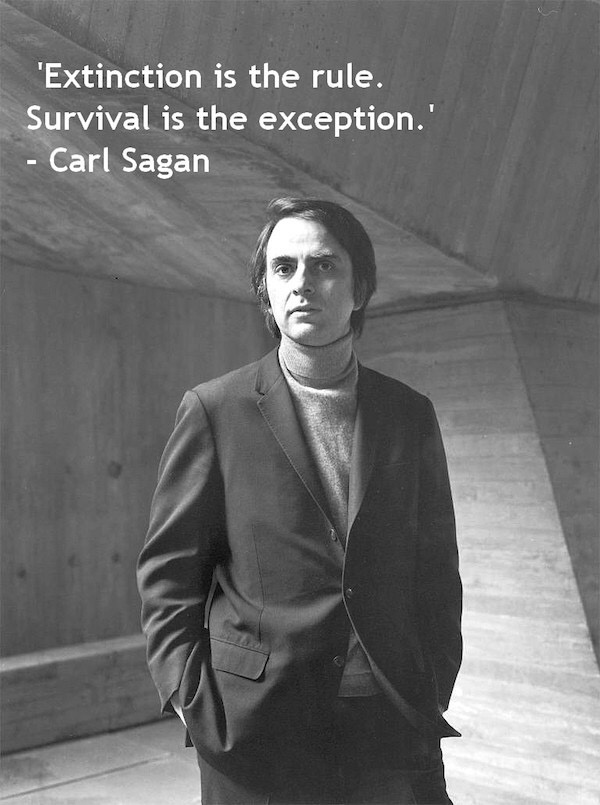"Extinction is the rule. Survival is the exception. Carl Sagan