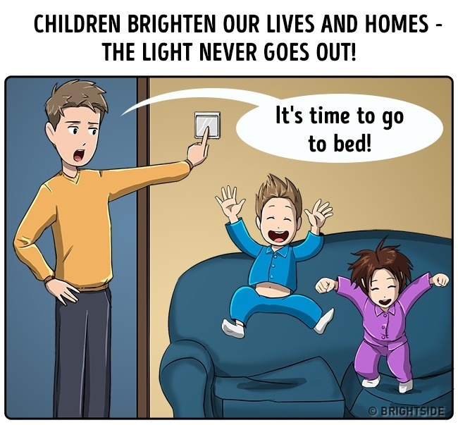 Children Brighten Our Lives And Homes The Light Never Goes Out! It's time to go to bed! Brightside