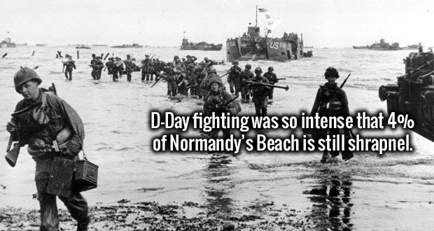 d day invasion - DDay fighting was so intense that 4% of Normandy's Beach is still shrapnel.