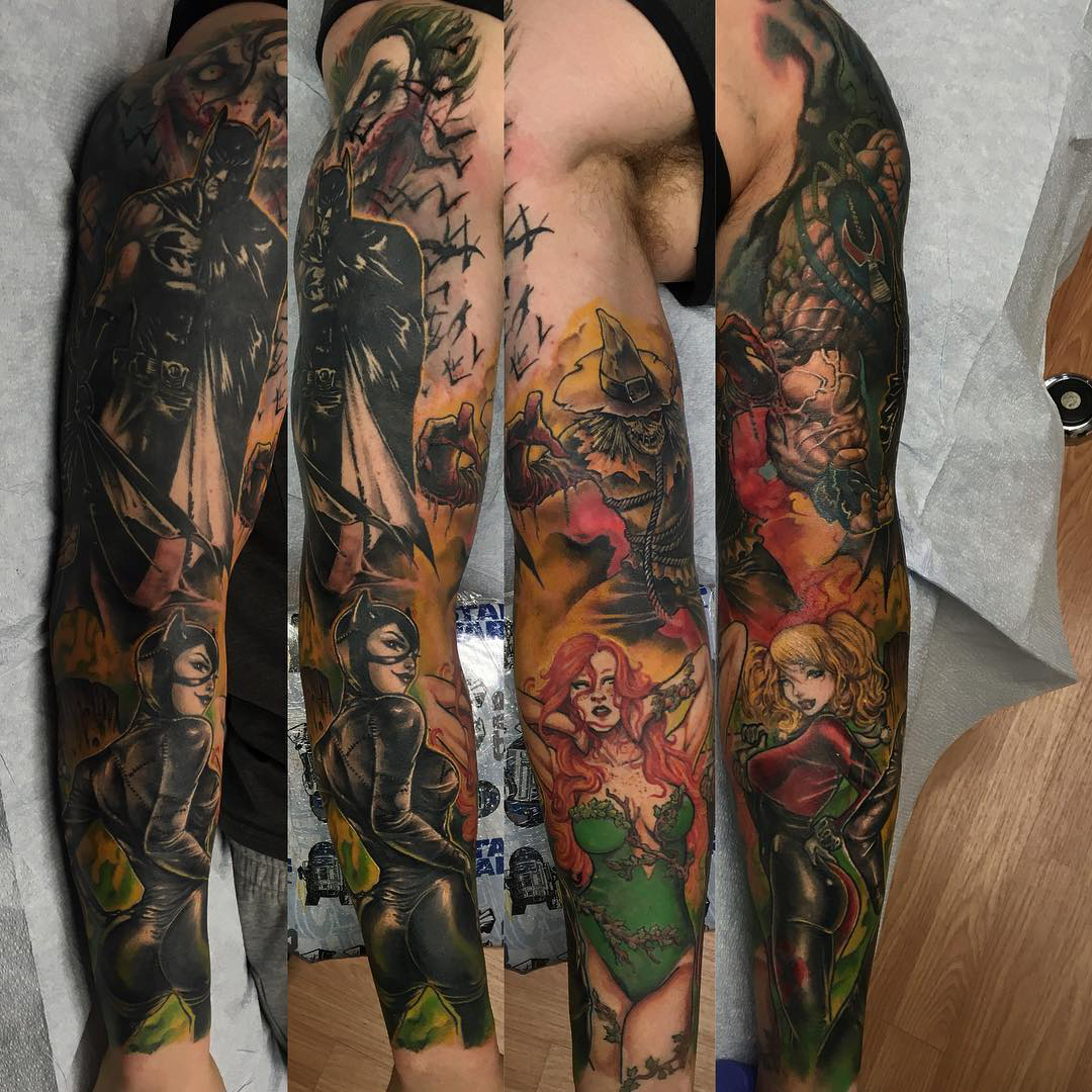 batman arm sleeve tattoo