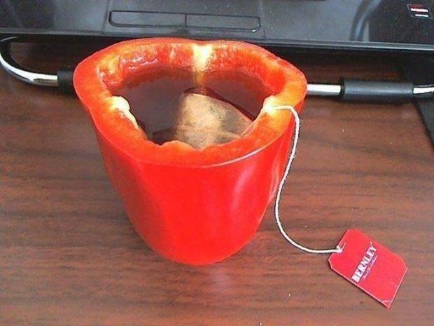 life hack tea in a bell pepper