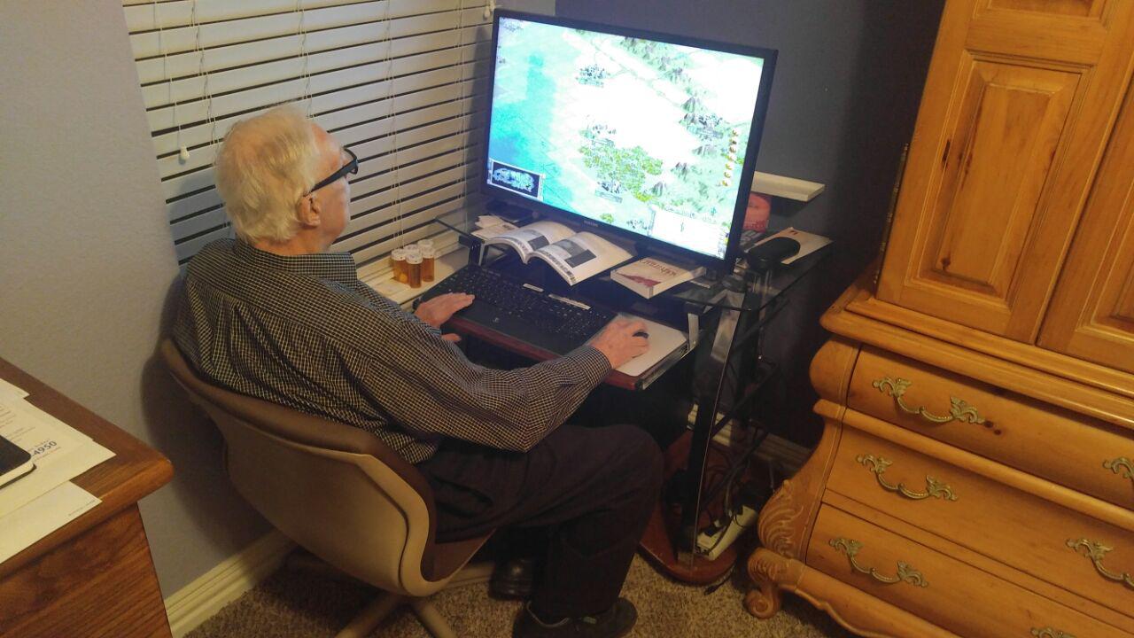 This is Grandpa in his Secondary Office. He thought they won't find him there, playing Civilization again.