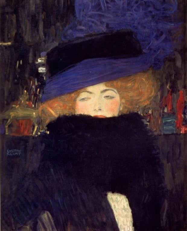 Lady with Hat and Feather Boa by Gustav Klimt, 1909