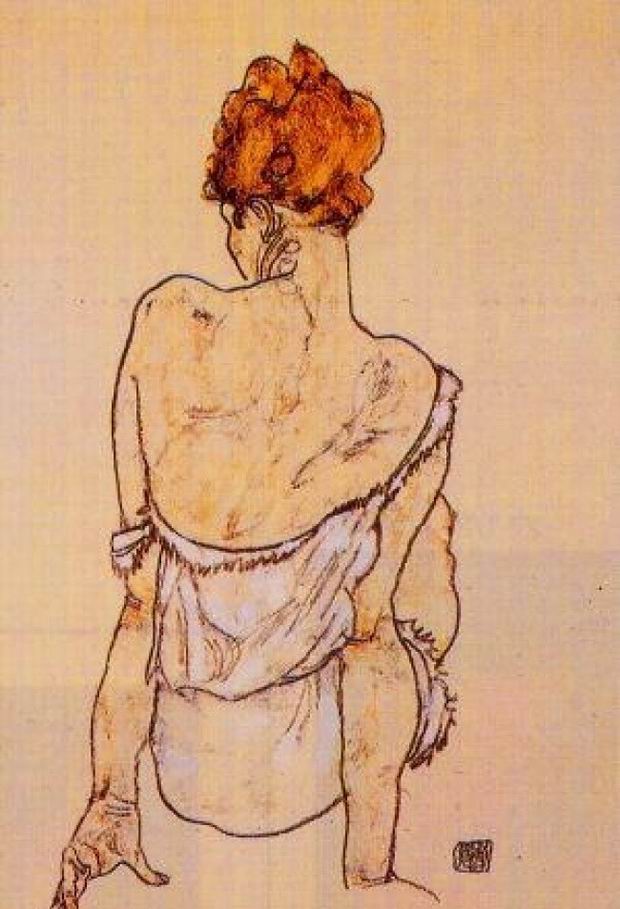 Seated Woman From Behind by Egon Schiele, 1913