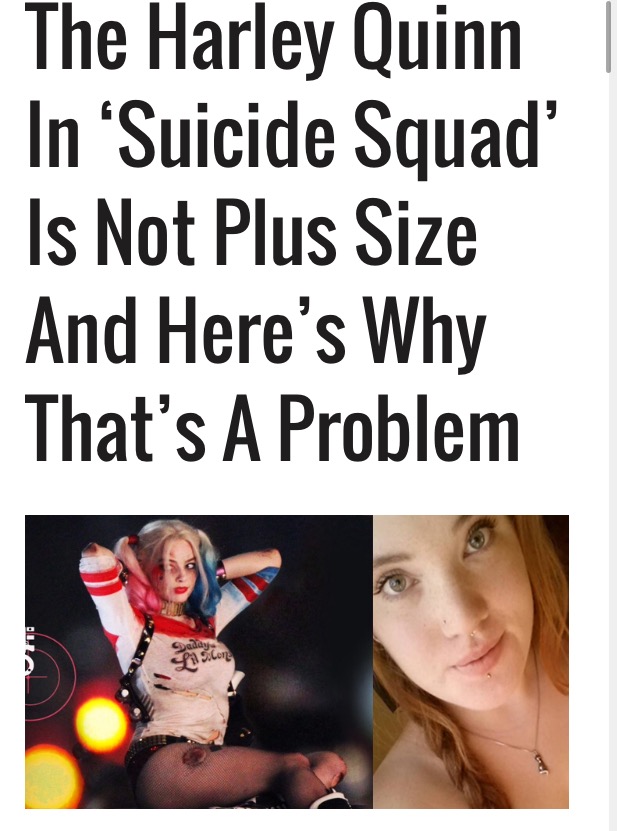 feminist troll - The Harley Quinn In 'Suicide Squad' Is Not Plus Size And Here's Why That's A Problem