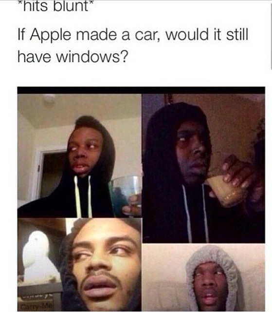 hits blunt meme about apple making cars and windows