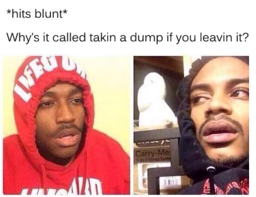 hits blunt meme about taking a dump