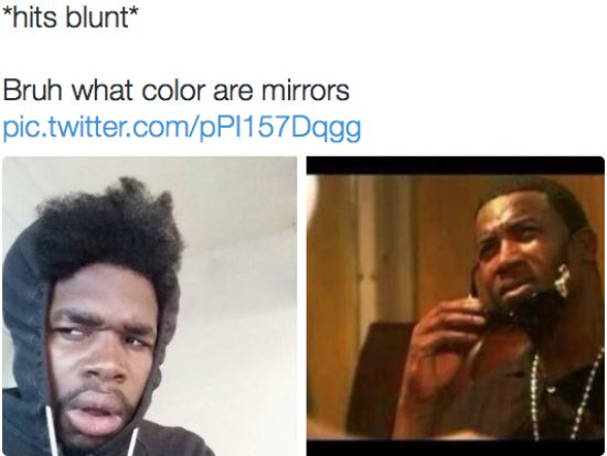 madlad hits blunt meme asking what color mirrors are