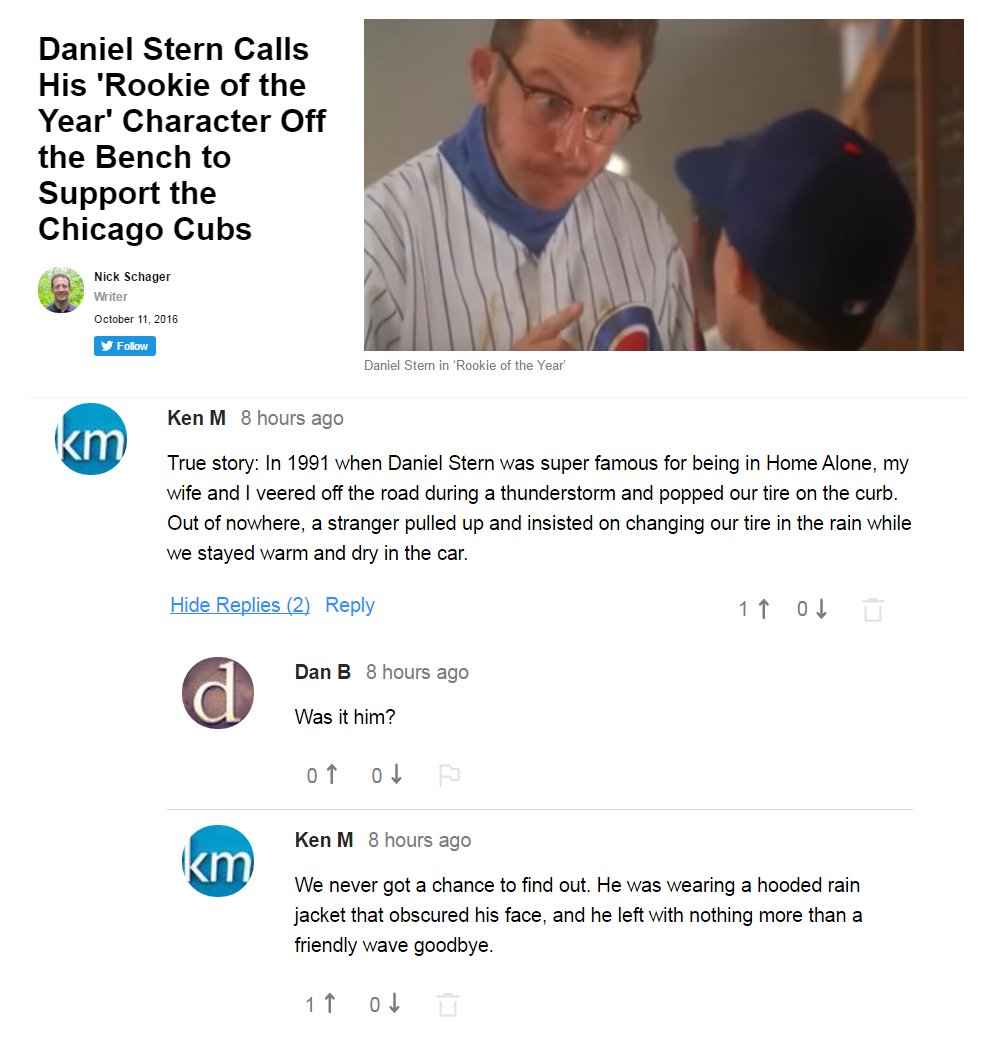 media - Daniel Stern Calls His 'Rookie of the Year' Character Off the Bench to Support the Chicago Cubs Nick Schager Writer y Daniel Stern in 'Rookie of the Year Ken M 8 hours ago True story In 1991 when Daniel Stern was super famous for being in Home Alo