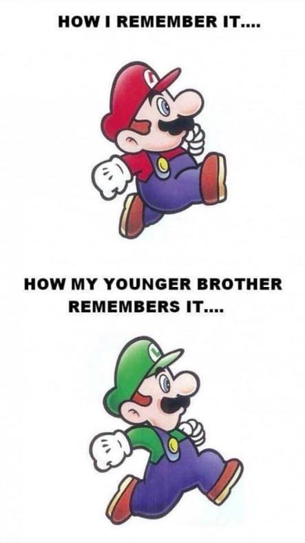 super mario bros meme - How I Remember It.... How My Younger Brother Remembers It....
