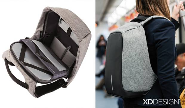 A backpack with the zipper touching your back- thiefproof.