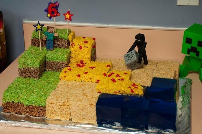 minecraft rice krispie cake