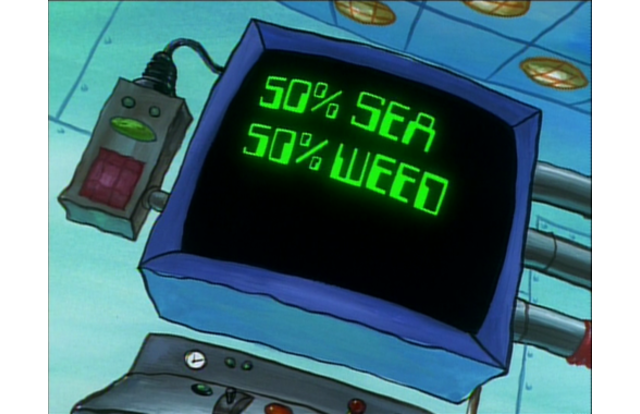 Cartoon image claiming California is 50% sea and 50% marijuana