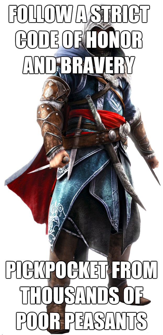 ezio auditore - Astrict Code Of Honor And Bravery Pog Pickpocket From Thousands Oe Poor Peasants