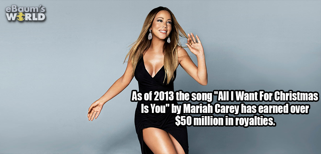 fuerza 2011 - eBaum's World As of 2013 the song "All I Want For Christmas Is You" by Mariah Carey has earned over $50 million in royalties.