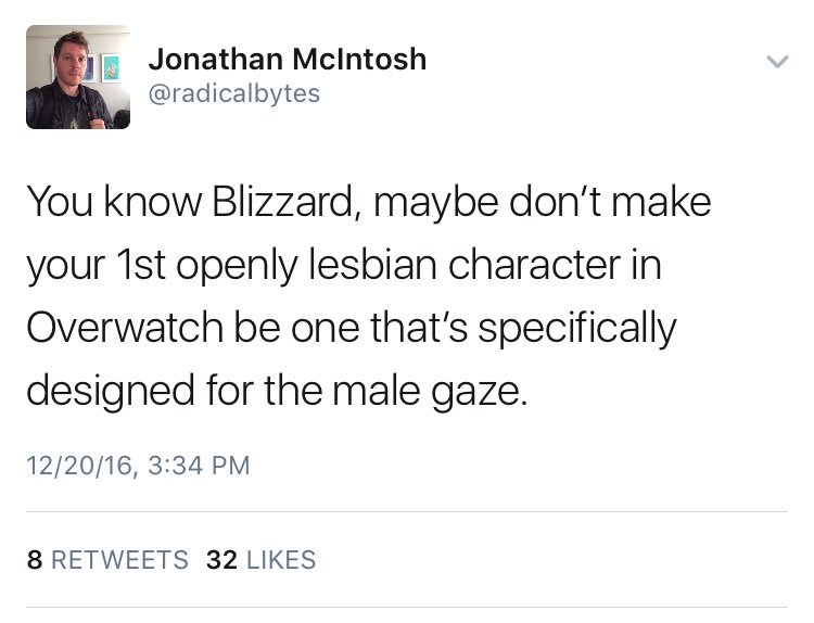 When Blizzard made their poster girl gay it offended the people that should be happy about it.