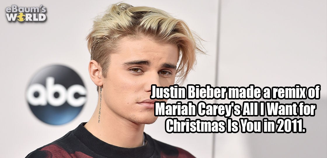 photo caption - World abc Justin Bieber made a remix of Mariah Carey's All I Want for Christmas Is You in 2011.