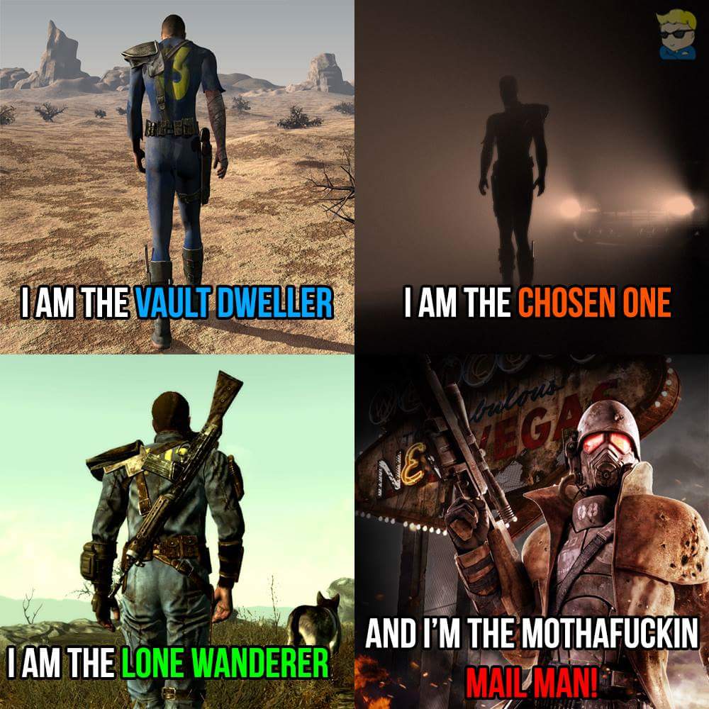 fallout new vegas - I Am The Vault Dweller I Am The Chosen One Tam The Lone Wanderer And I'M The Mothafuckin Mail Mani