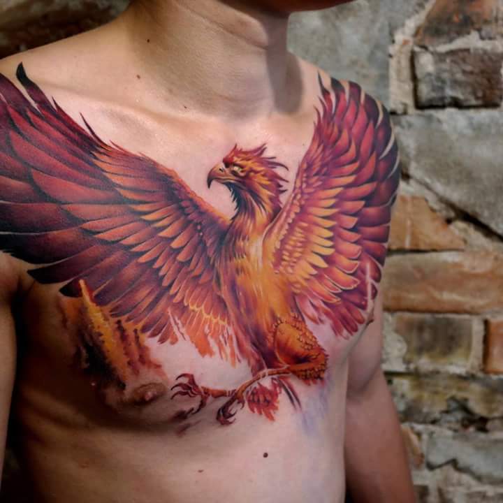 tattoo phoenix chest piece tattoo