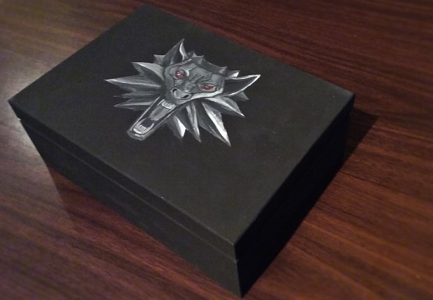 He is also an avid Witcher fan, so she found someone who made a box with the Witcher symbol on it.